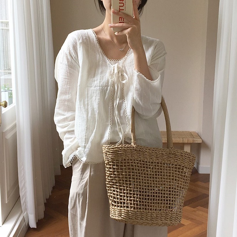 Labonia-Túi cói đan thưa kiểu dáng hợp thời trang