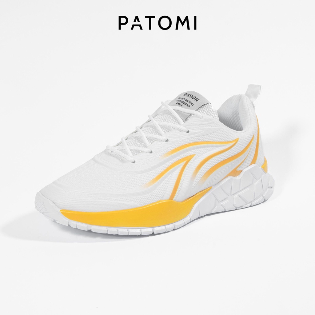 Giày thể thao nam cổ thấp chính hãng PATOMI, giày sneaker nam trắng lửa vàng phong cách ulzzang Hàn quốc-G226