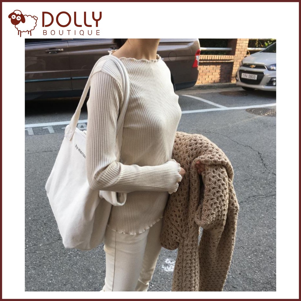Túi Vải Hàn Quốc Lớn tối giản bảng chữ cái đeo vai nữ trắng tinh khiết