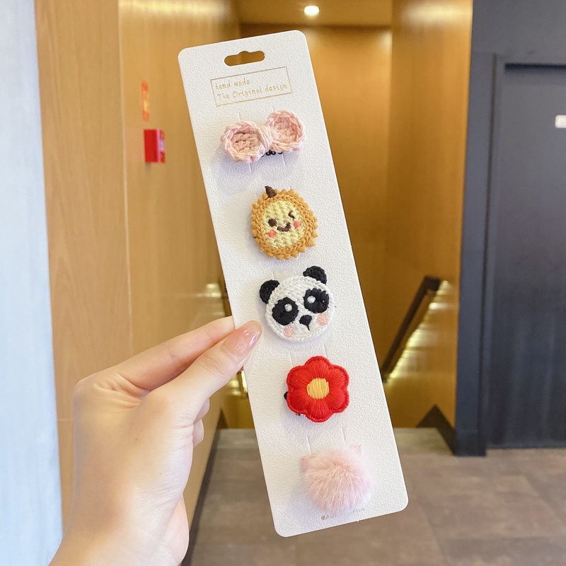 Set kẹp tóc họa tiết hoạt hình tùy chọn phong cách Hàn Quốc dễ thương cho bé