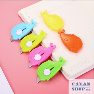 Combo 5 Dao Rọc Giấy Hình Cá Cute, lưỡi dao bằng thép không rỉ, nhỏ gọn an toàn