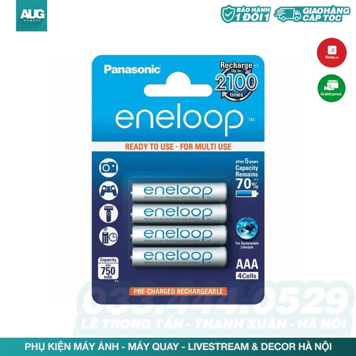 Pin AAA Panasonic Eneloop (Loại pin nhỏ) 4 Viên 800mAh 2100 Lần Sạc (Bản Nội Địa Nhật Bản) - Hàng Nhập Khẩu