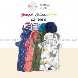 Bộ đồ liền thân đùi tay ngắn có nón romper bé trai Carter's