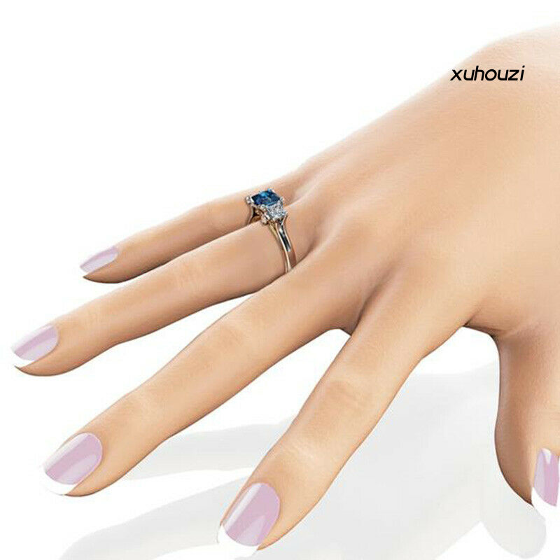 Nhẫn Mặt Vuông Đính Đá Sapphire Nhân Tạo Thời Trang Cho Nữ