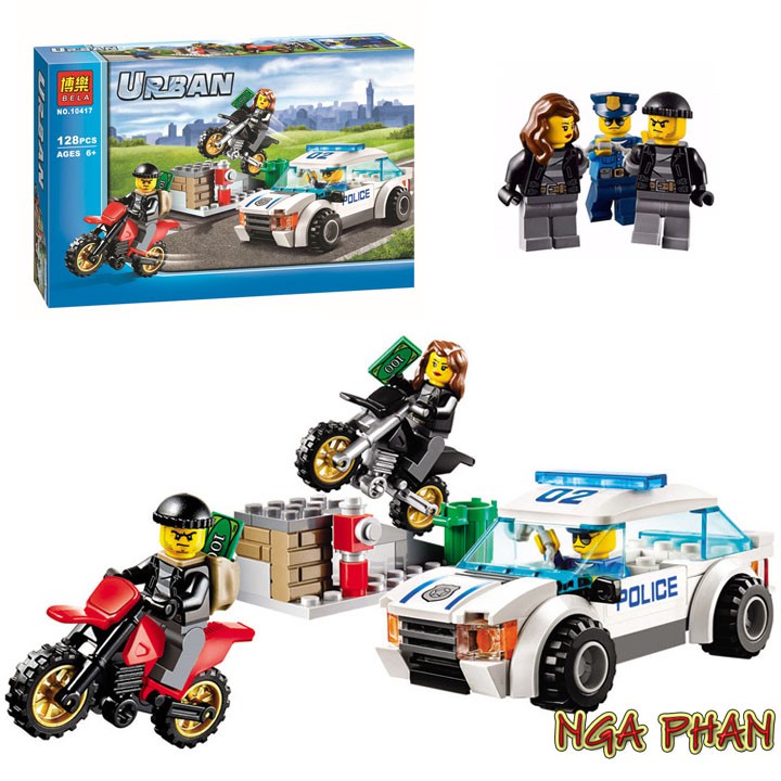 Cảnh Sát Bắt Cướp 128 Chi Tiết City Lego Bela Đồ Chơi Xếp Hình Lắp Ráp