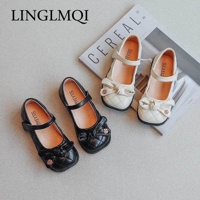 Giày Búp Bê Da Mềm Mũi Vuông Chống Trượt Phong Cách Hàn Quốc Dễ Thương Cho Bé Gái 1-8Tuổi