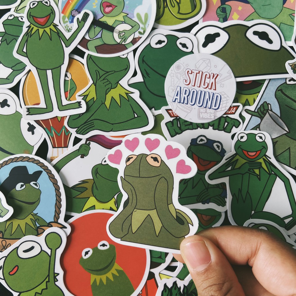 Sticker Ếch Kermit meme (hình dán nhựa pvc nhám) stickaroundvn