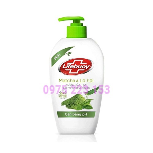 Nước rửa tay Lifebuoy duyệt khẩn Matcha và Lô hội 180g