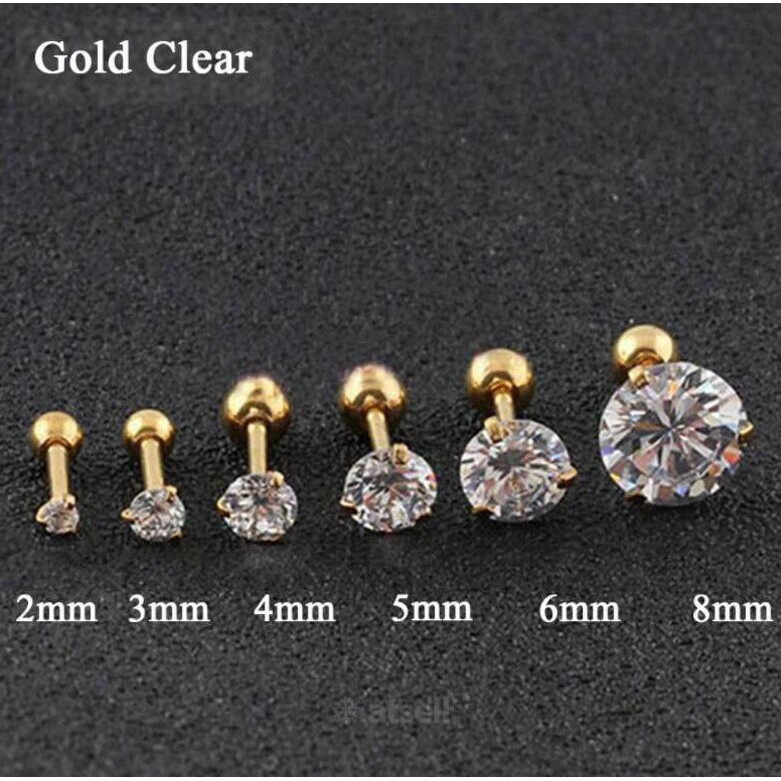 Tona Khuyên Tai Đính Đá zircon Bằng Thép Không Gỉ
