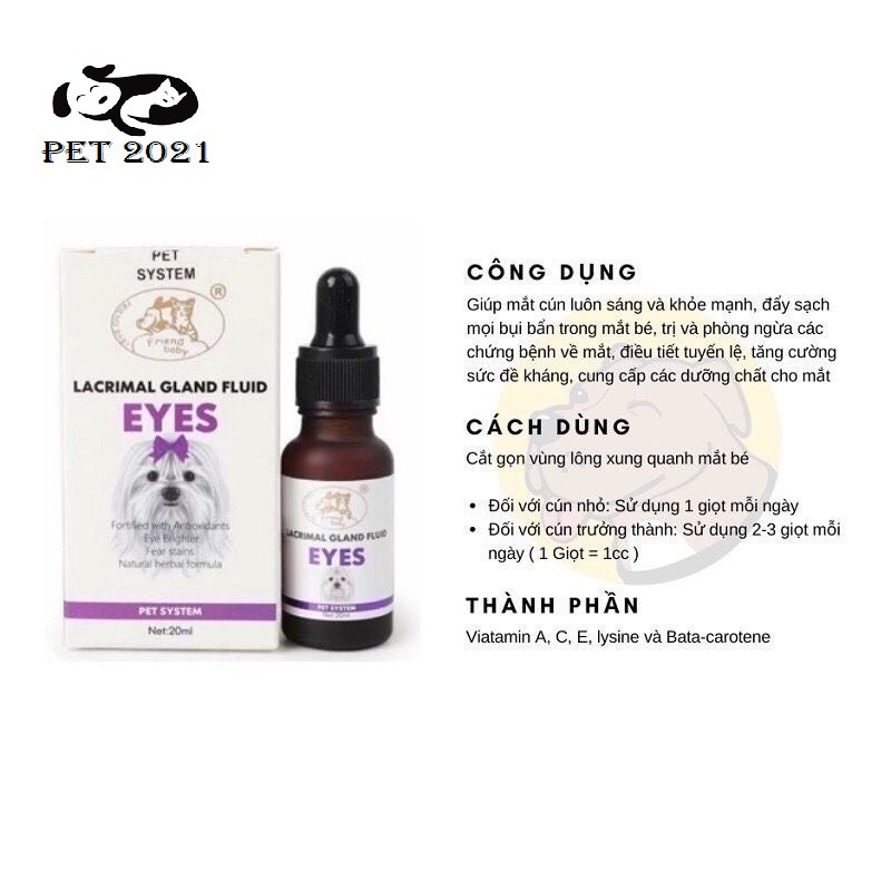 Siro Uống Chống Chảy Nước Mắt Ở Chó Mèo Lacrimal Gland Fluid Eyes 20ml Pet 2021