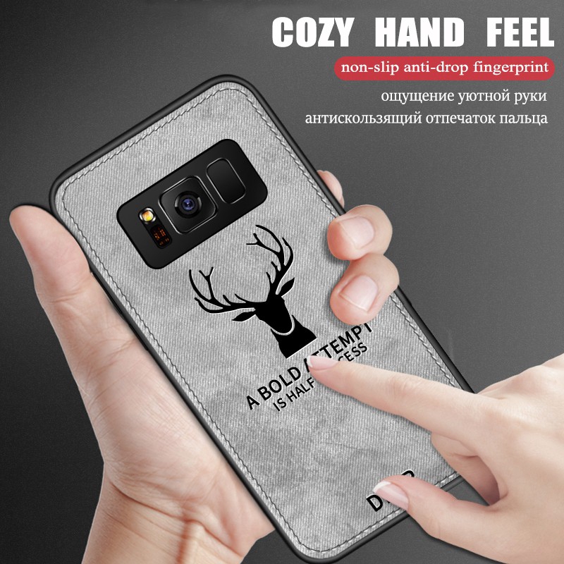 Ốp điện thoại da trang trí hình đầu nai cho Samsung Galaxy S7 Edge S8 S9 Plus Note 8 Note 9 | BigBuy360 - bigbuy360.vn