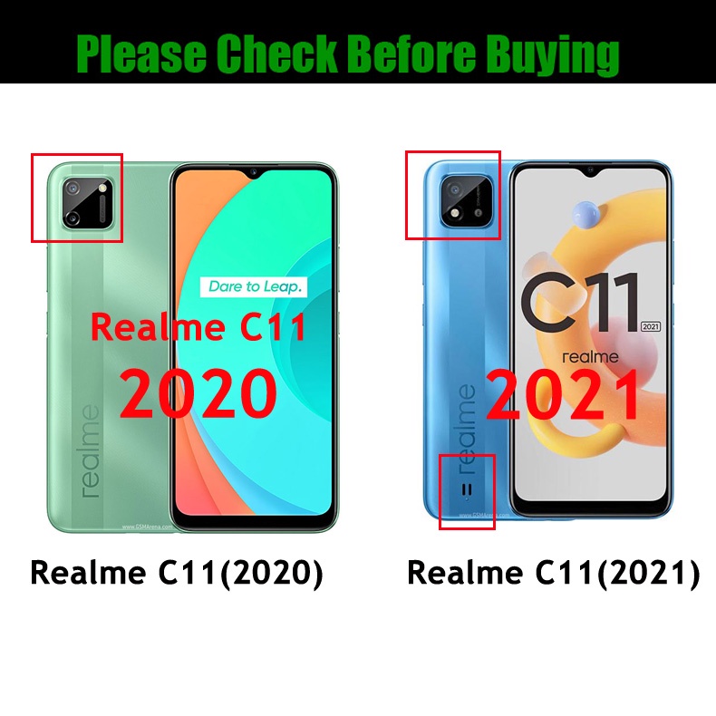 Ốp Điện Thoại Trong Suốt Có Vòng Đỡ Bảo Vệ Camera Cho Realme C21 C20 C15 C11 2021