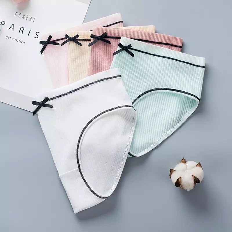 Quần Lót Nữ ❤️️MUJI COTTON❤️️ Quần Lót Nữ Cotton dễ thương mềm mại tôn dáng  gân tăm phối nơ xinh | BigBuy360 - bigbuy360.vn