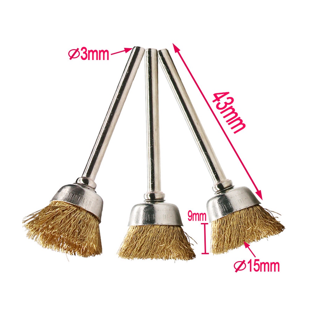 Bộ 9 Bàn Chải Đánh Bóng Bằng Đồng Thau / Thép Không Gỉ Cho dremel 3mm