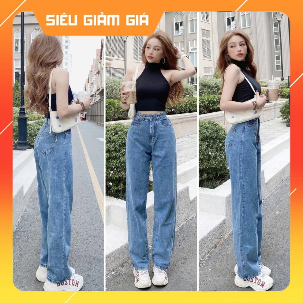 Quần Jean Baggy Nữ Ống Rộng, Lưng Cao, Màu Xanh Nhạt, Dễ Phối Đồ Dành Cho Nữ, Hình Shop Chụp 100% MÃ 144Đ Đẹp