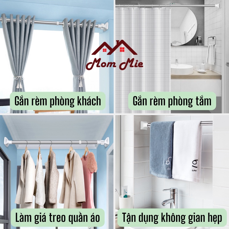 Thanh treo rèm inox không khoan tường, kích thước 50-200cm - G008