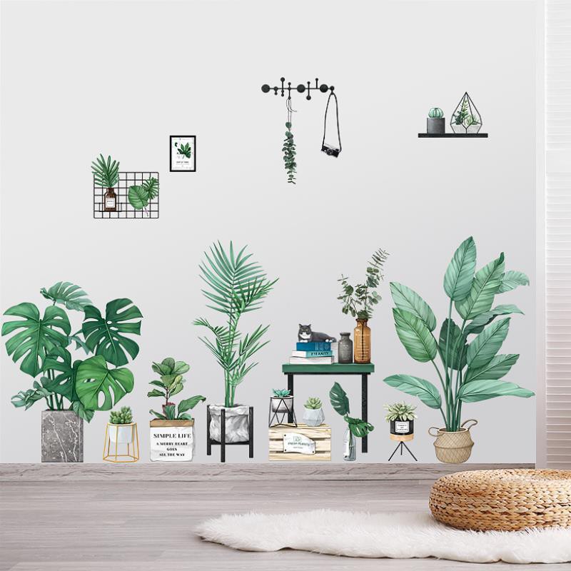 Tranh dán tường trang trí ký túc xá, decal dán tường trang trí decor phòng ngủ (Tropical Mèo)