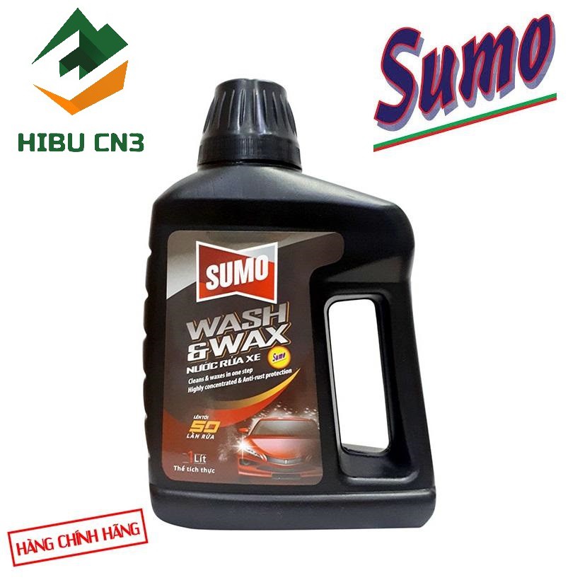 Nước rửa xe bảo vệ màu sơn xe SUMO WASH & WAX 1 lít đánh bay những vết bẩn bám lâu ngày trên bề mặt của lớp sơn phủ trên