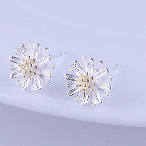 Đôi Khuyên Tai Xỏ Chốt Bạc 925 Hình Hoa Hướng Dương Xinh Xắn Cho Bạn Gái