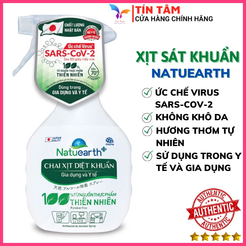 Chai xịt diệt khuẩn ức chế SARS-CoV2 Natuearth (rửa tay khô)
