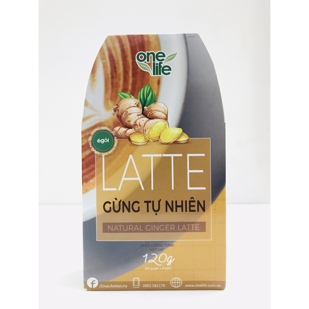 Hộp 6 gói LATTE GỪNG Tự Nhiên ONELIFE hòa tan uống liền, thơm ngon béo bùi