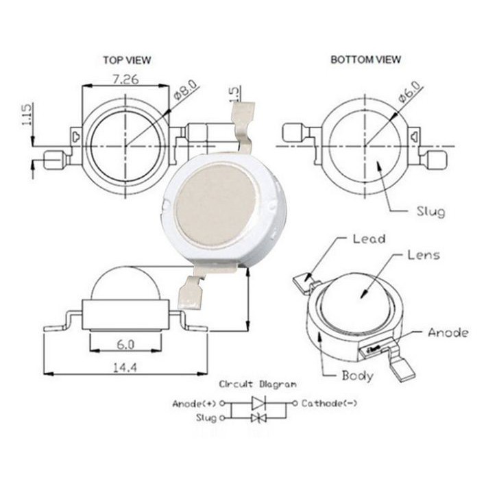 NHÂN LED 1W SIÊU SÁNG - Led luxeon chip epistar 1w đủ màu chế đèn thủy sinh