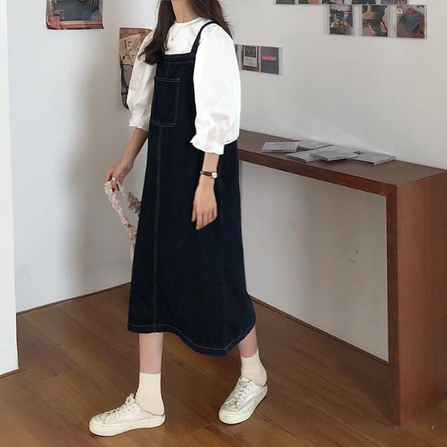 Mùa hè mới phiên bản Hàn Quốc của dây đeo giảm tuổi ins cô gái có độ dài trung bình lỏng lẻo retro hoang dã sling quần á
