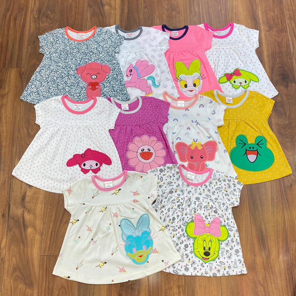 [10-17kg]Áo phông hè cho bé gái Gymboree chất cotton bozip thêu đắp hình rất xinh dáng chữ A babydoll