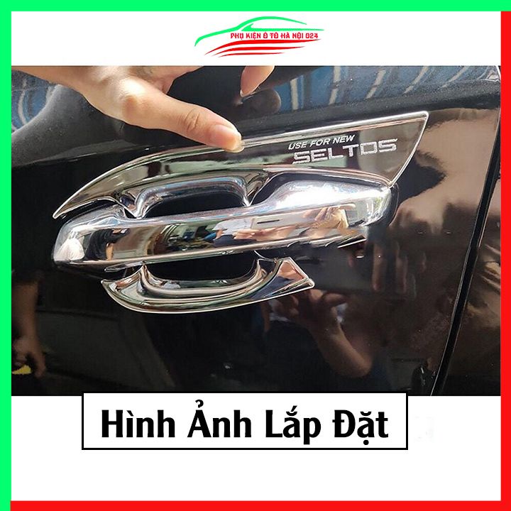 Ốp tay hõm mạ crom Seltos 2020-2023 sáng  bóng chống trầy bảo vệ cửa xe ô tô