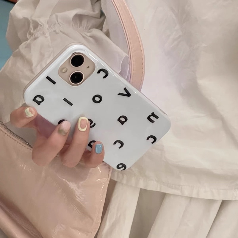 Ốp lưng iphone  hình cữ cái nền xanh trắng