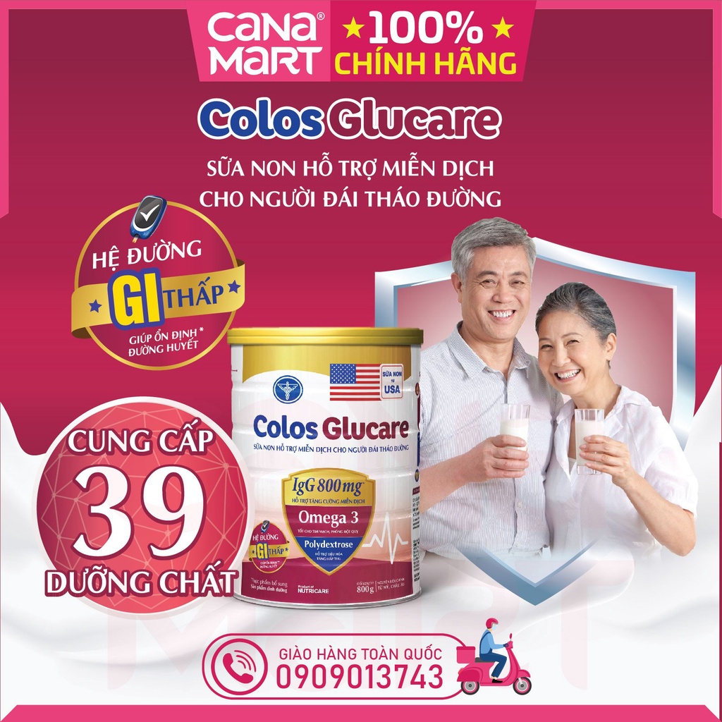 Sữa bột Nutricare COLOS GLUCARE hỗ trợ miễn dịch cho người đái tháo đường.