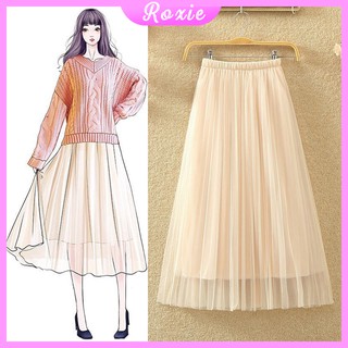 Chân váy xòe dài xếp ly đẹp phong cách tiểu thư ulzzang - Roxie