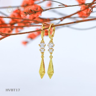 Bông Tai, Khuyên Tai Nữ Dáng Dài Đính Đá Trắng Xi Mạ Vàng Non Cao Cấp - Trang Sức Hava Hong Kong - HVBT17