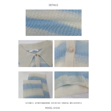 Áo Sweater Dệt Kim Tay Dài Dáng Rộng Cổ Polo Kẻ Sọc Dễ Phối Đồ Cho Nữ | BigBuy360 - bigbuy360.vn