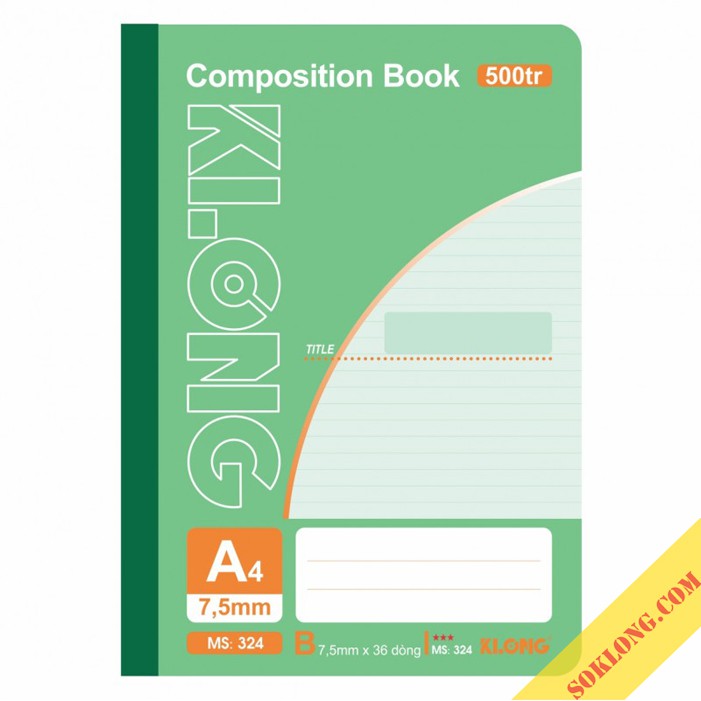 Vở kẻ ngang A4 200-500 trang may dán gáy Klong Compostion Book, sổ Klong ghi chép viết bài