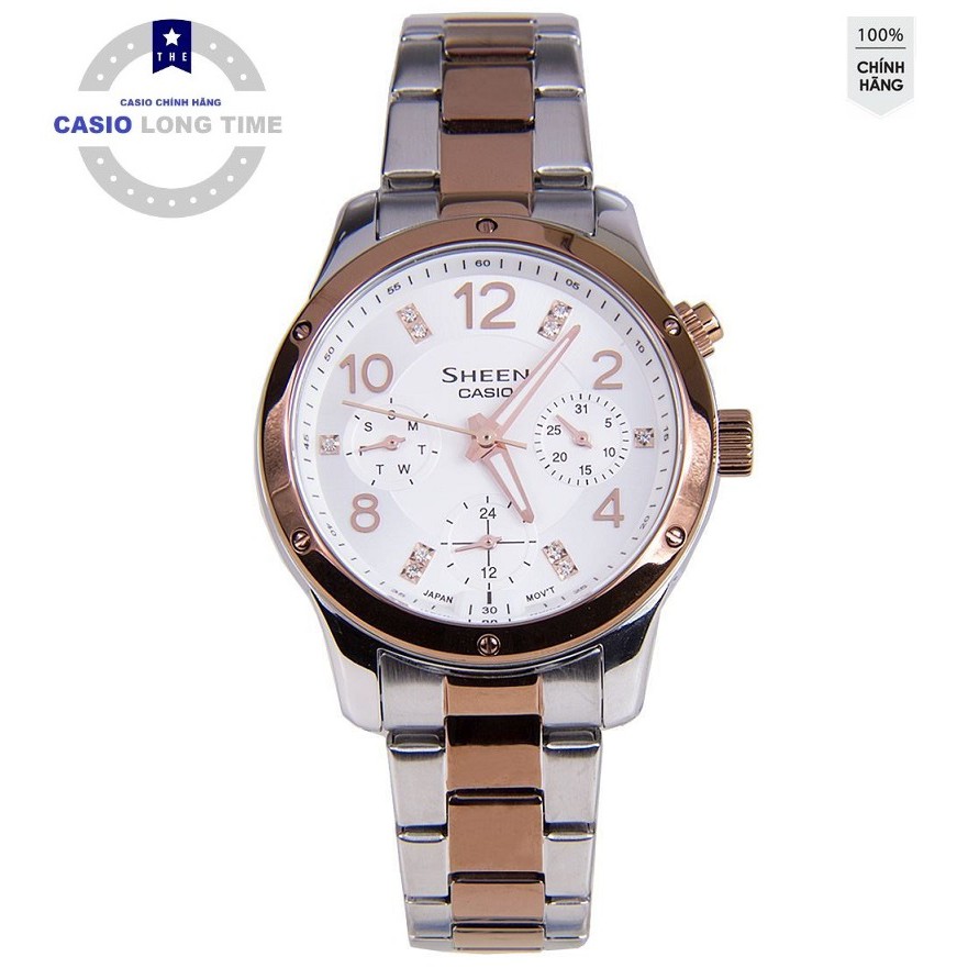Đồng Hồ Nữ Casio Sheen SHE-3807SPG-7AUDR Dây Kim Loại Mạ Vàng - Mặt Đính Đá Sang Trọ