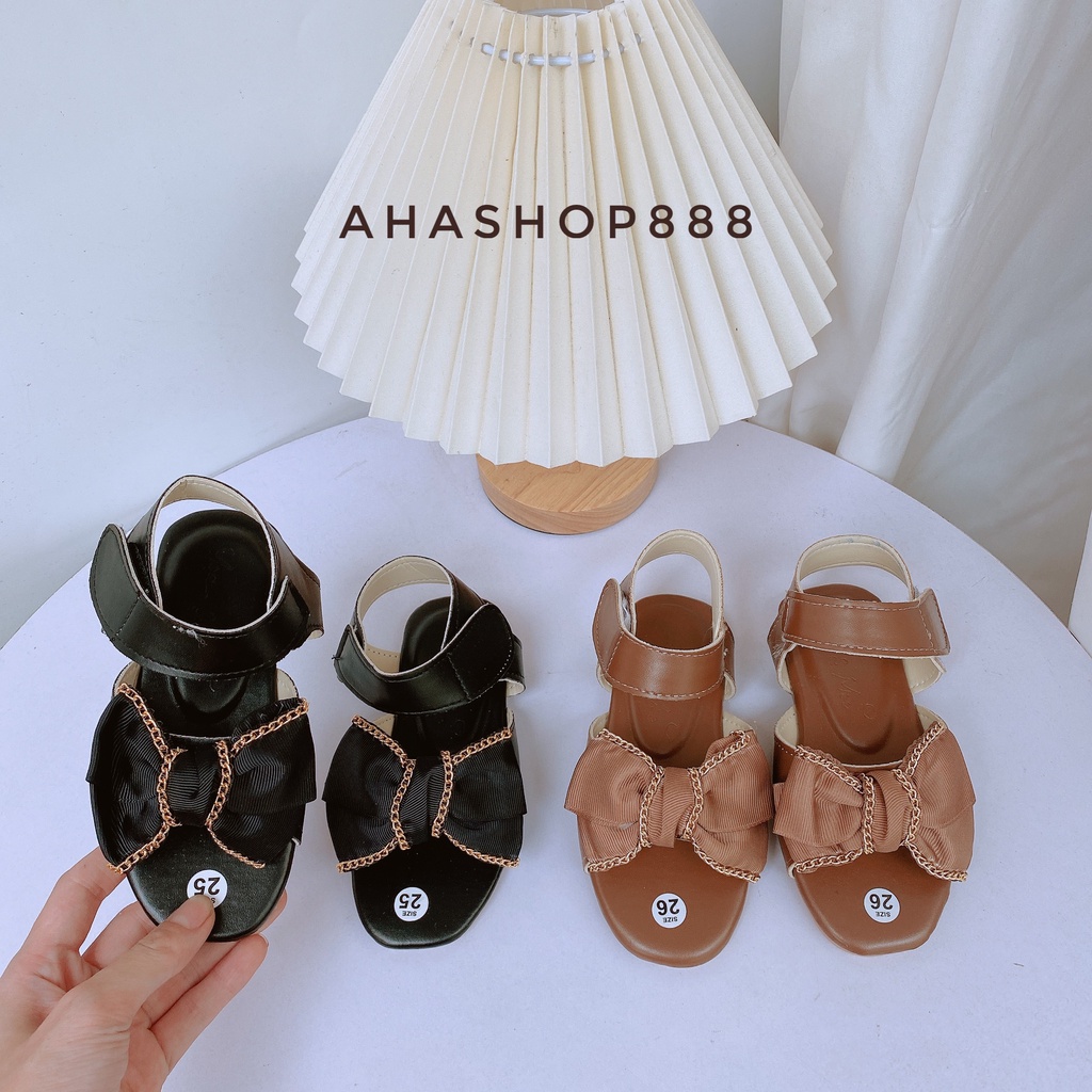 Sanda Quai Hậu Đính Nơ Viền Xích Đế Êm Chân Cho Bé Gái 4-10 Tuổi K155