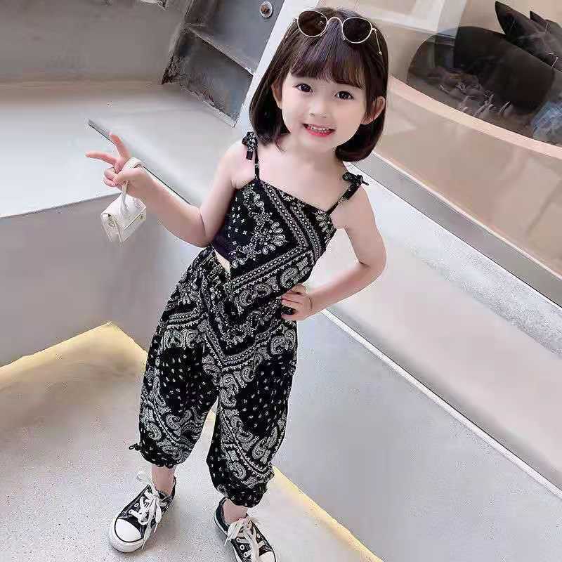 Set Áo Hai Dây + Quần Dài Chống Muỗi Phong Cách Thời Trang Mùa Hè Mới Dành Cho Bé Gái