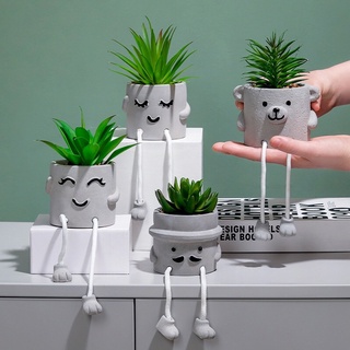 Chậu hoa gốm mặt thú chân dài