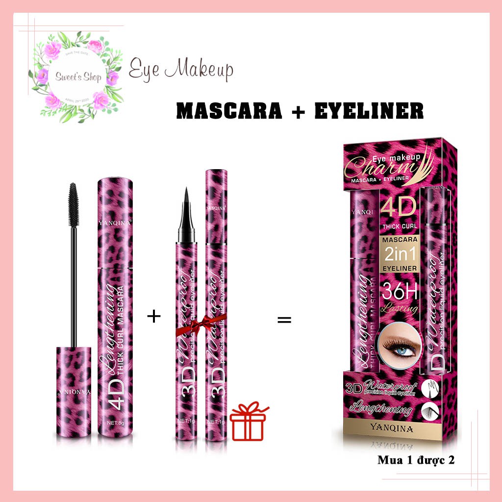 [Tặng Bút Kẻ Mắt] Mascara💖FREESHIP💖Combo Mascara và Kẻ Mắt Yanqina Red Leopard Eyeliner 4D Mi Siêu Dài Không Thấm Nước | BigBuy360 - bigbuy360.vn