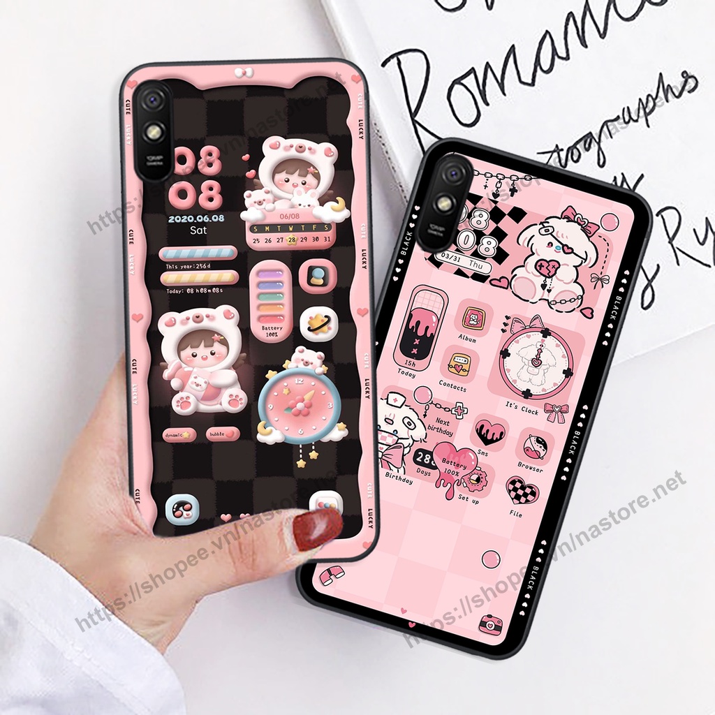 Ốp lưng Xiaomi Redmi 7A / 8A / 9A gấu, đồng hồ dễ thương cute giá rẻ