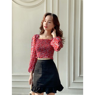 OLV - Áo Shirring Fleur Top in Berry