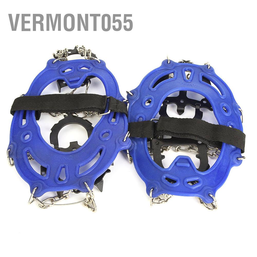 Vermont055 1 Pair Universal 14 Teeth Anti Slip Ice Cleat Shoe Grips Spikes Cleats Crampons for Hiking Climbing