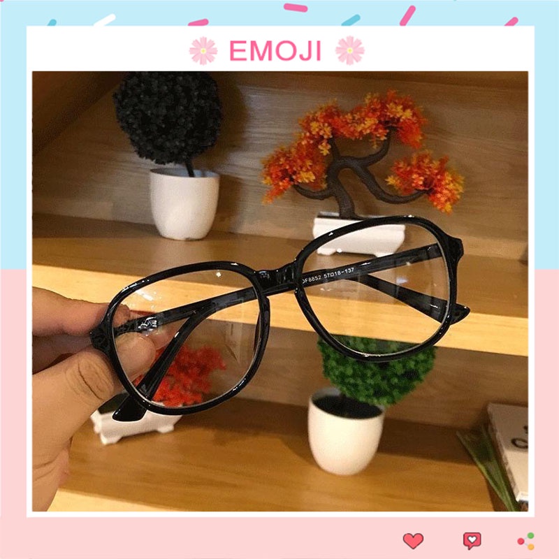 Kính cận thời trang nam nữ gọng tròn phong cách Ulzzang mắt kính không độ chống tia UV đẹp giá rẻ EMOJI 026