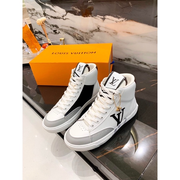 Giày thể thao unisex cổ cao thương hiệu Louis Vuitton Charlie LV da thật cao cấp