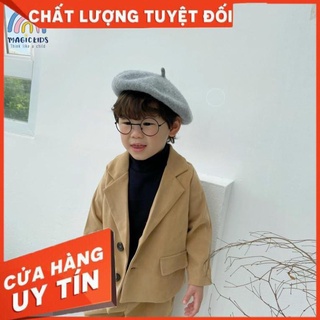 Set bộ vest nhung 2 lớp cài khuy kiểu Hàn Quốc cho bé trai. Quần áo thu đông trẻ em 1 2 3 4 5 tuổi