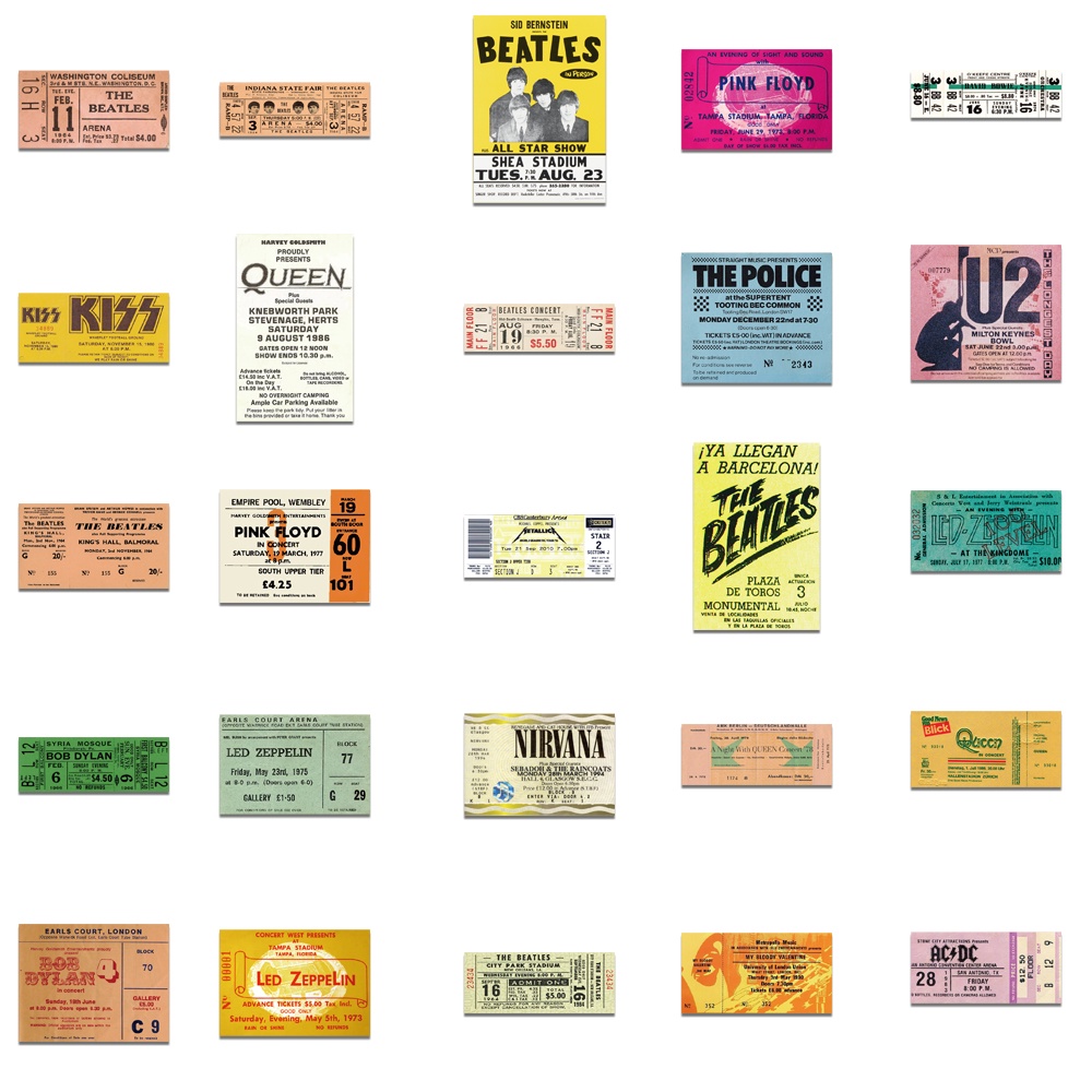 Set 50 Nhãn Dán Trang Trí Sổ Tay/Sổ Tay Hình Vé Máy Bay Vintage 90s