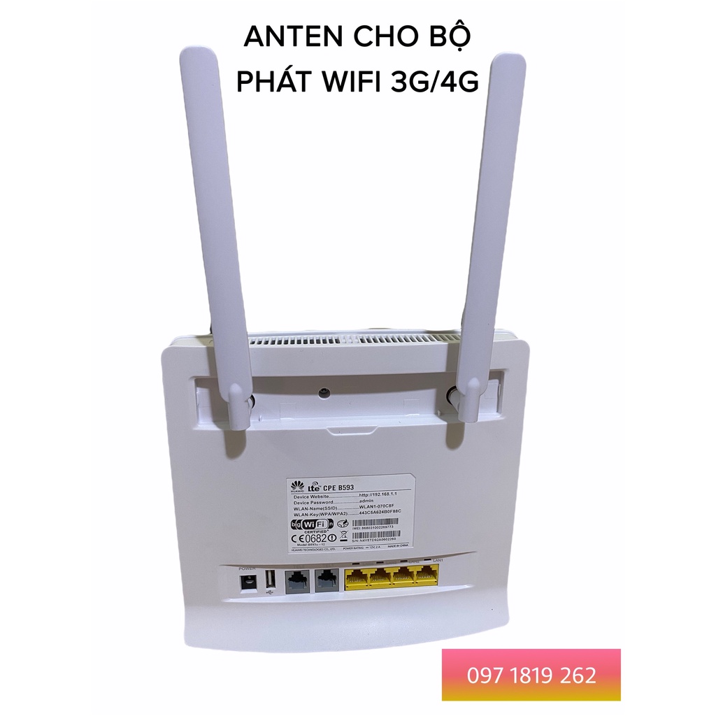 Anten 3G/4G chuẩn SMA 8dBi dành cho Huawei B681, B683, B686, B593, B310, B315, E5186 (màu trắng)