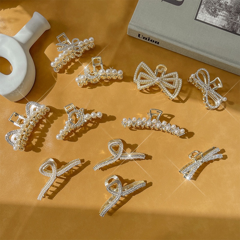 Kẹp Tóc Nơ Đính Đá Ngọc Trai Phong Cách Hàn Quốc Mới