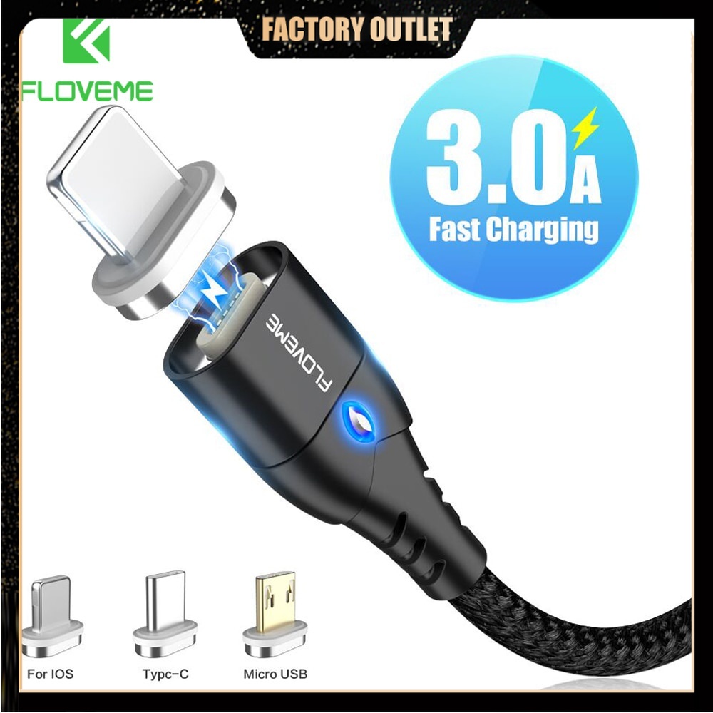 Dây Cáp Sạc Nhanh USB Nam Châm 3A Cho iphone Micro Type C